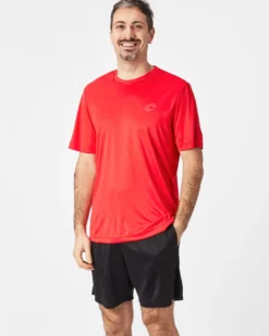 LOTTO - T SHIRT SPORTIVA MEZZA MANICA IN TESSUTO TRASPIRANTE  ROSSA DA UOMO, 218935/0C4