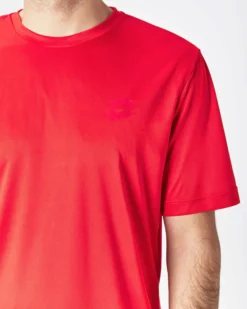 LOTTO - T SHIRT SPORTIVA MEZZA MANICA IN TESSUTO TRASPIRANTE  ROSSA DA UOMO, 218935/0C4