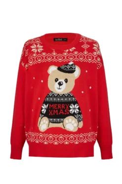 MAGLIA MANICA LUNGA ORSO NATALE