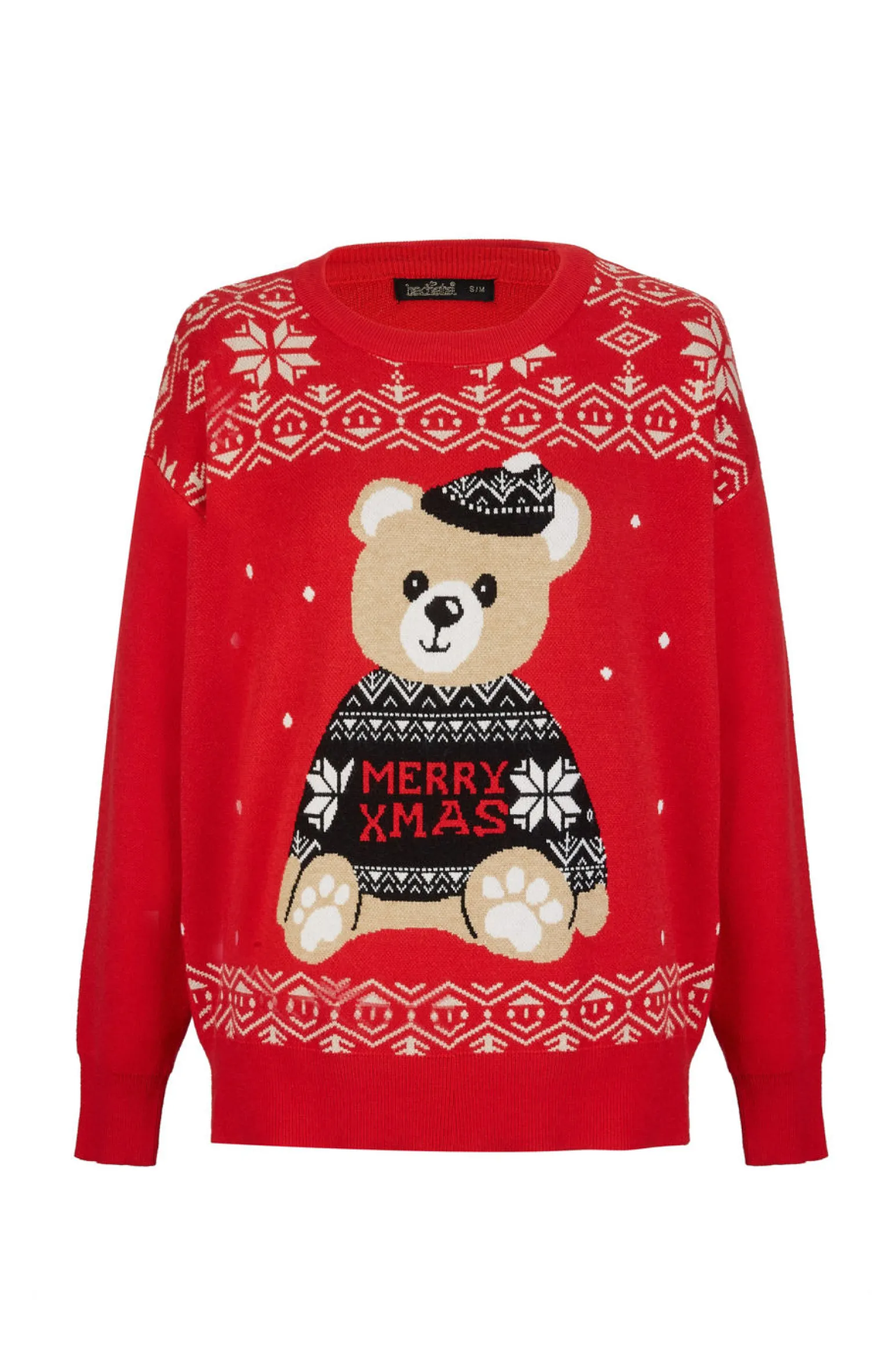 MAGLIA MANICA LUNGA ORSO NATALE
