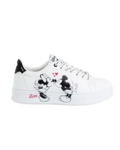 MICKEY - Scarpa sneakers bianca da donna con stampa laterale e lacci