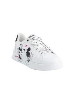 MICKEY - Scarpa sneakers bianca da donna con stampa laterale e lacci