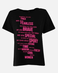MIF - Maxi tshirt a manica corta bianca e fuxia in cotone