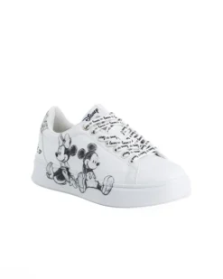 MINNIE - Scarpa sneakers bianca da donna con stampa laterale e lacci love