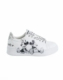 MINNIE - Scarpa sneakers bianca da donna con stampa laterale e lacci love