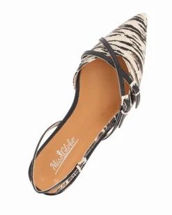 MISS GLOBO - Ballerina slingback zebrata beige a punta con cinturini incrociati