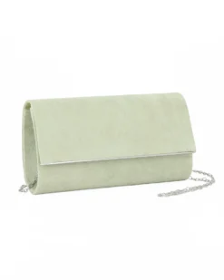 MISS GLOBO - Borsa pochette verde scamosciato con inserto metallizzato