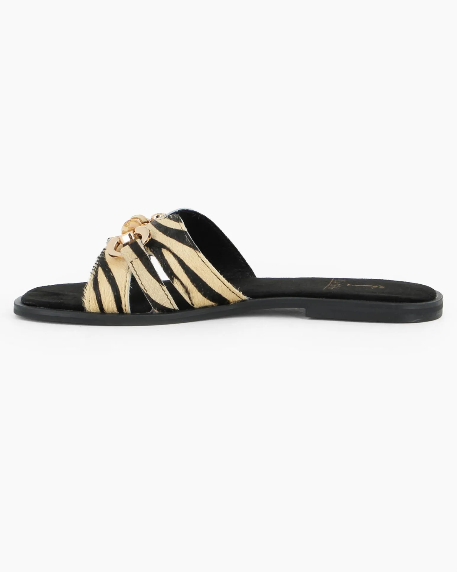 MISS GLOBO - Ciabatta zebrata beige in VERA PELLE con morsetto