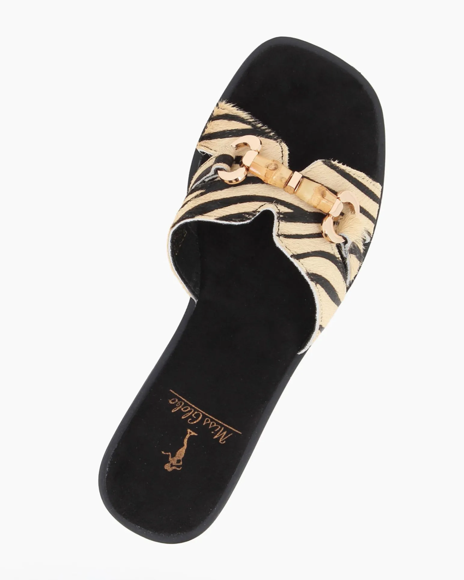 MISS GLOBO - Ciabatta zebrata beige in VERA PELLE con morsetto
