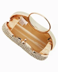 MISS GLOBO - Clutch ad un manico oro con parte frontale in strass, tracolla removibile