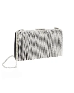 MISS GLOBO - Clutch nera con frange di strass frontali