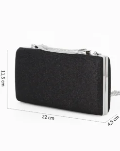 MISS GLOBO - Clutch nera glitterata con chiusura metallica con strass