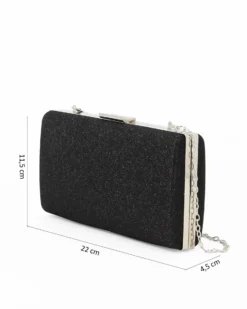 MISS GLOBO- CLUTCH NERA IN LUREX CON  APERTURA IN METALLO