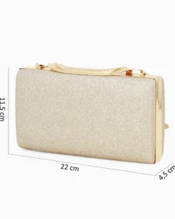 MISS GLOBO - Clutch oro glitterata con chiusura metallica con strass