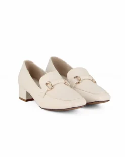 MISS GLOBO - Mocassino bianco con tacco 4cm