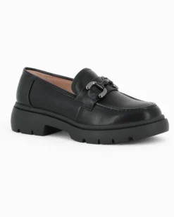 MISS GLOBO - Mocassino nero con morsetto e soletta in memory soft