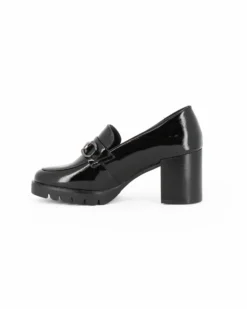 MISS GLOBO - Mocassino nero con moschettone e sottopiede in memory foam