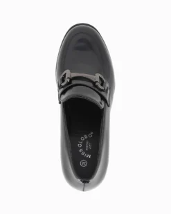 MISS GLOBO - Mocassino nero con moschettone e sottopiede in memory foam