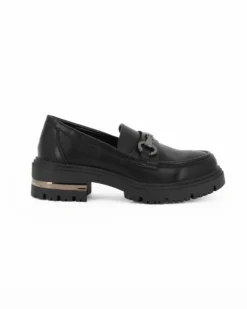 MISS GLOBO - Mocassino nero con morsetto e sottopiede in memory soft