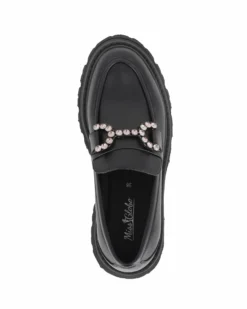 MISS GLOBO - Mocassino nero con morsetto e sottopiede in memory soft
