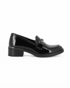 MISS GLOBO - Mocassino nero effetto con morsetto e sottopiede in memory soft