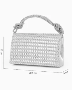 MISS GLOBO - Pochette argento con patta e manico in strass