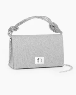 MISS GLOBO - Pochette argento in lurex con manico in strass