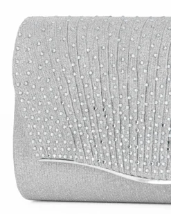 MISS GLOBO - Pochette argento in lurex con strass sulla patta