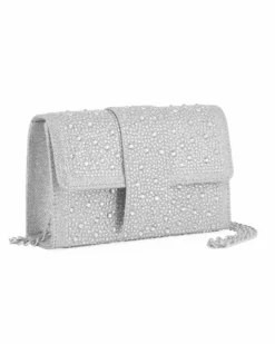 MISS GLOBO - Pochette argento tutta strass con patta
