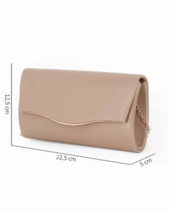 MISS GLOBO - Pochette beige con patta e dettaglio in metallo oro
