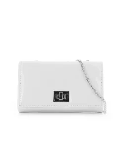 MISS GLOBO - Pochette bianca in vernice con patta e chiusura a girello