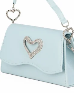 MISS GLOBO - Pochette celeste con patta dettaglio cuore di strass