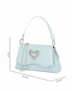 MISS GLOBO - Pochette celeste con patta dettaglio cuore di strass