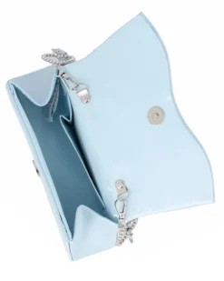 MISS GLOBO - Pochette celeste con patta dettaglio cuore di strass