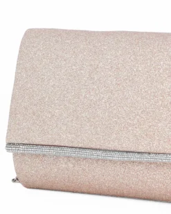 MISS GLOBO - Pochette glitterata oro con filo di strass sulla patta
