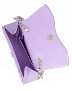 MISS GLOBO - Pochette lilla con patta dettaglio cuore di strass