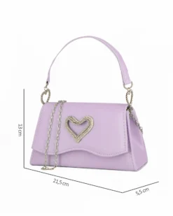 MISS GLOBO - Pochette lilla con patta dettaglio cuore di strass