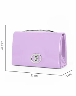 MISS GLOBO - Pochette lilla in vernice con patta e chiusura a girello