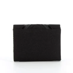 MISS GLOBO - Pochette lurex nera con fasce incrociate sulla patta
