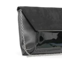 MISS GLOBO- Pochette multimateriale con bordo metallico su patta