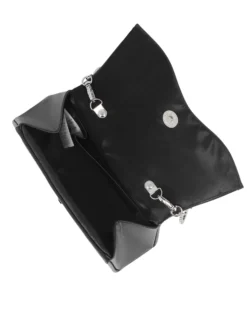 MISS GLOBO - Pochette nera con patta dettaglio cuore di strass