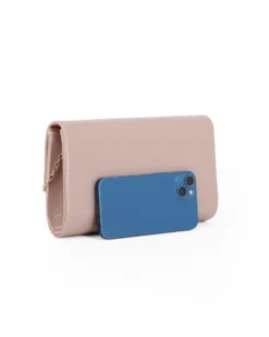 MISS GLOBO - Pochette nude effetto vernice con patta e dettaglio oro