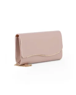 MISS GLOBO - Pochette nude effetto vernice con patta e dettaglio oro