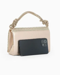 MISS GLOBO - Pochette oro con patta e manico in strass