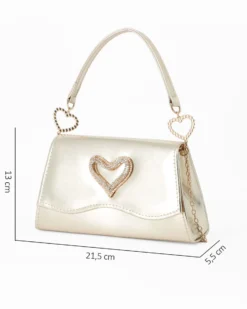 MISS GLOBO - Pochette oro con patta effetto onda e dettaglio cuore in strass