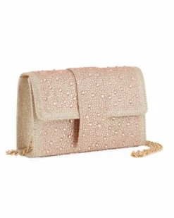 MISS GLOBO - Pochette oro rosa tutta strass con patta