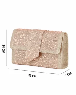 MISS GLOBO - Pochette oro rosa tutta strass con patta