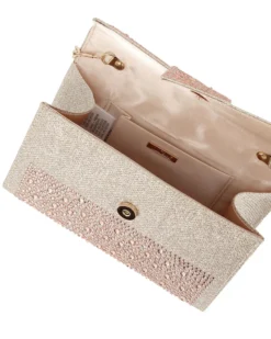 MISS GLOBO - Pochette oro rosa tutta strass con patta