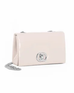 MISS GLOBO - Pochette panna in vernice con patta e chiusura a girello