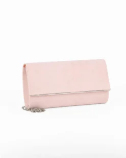 MISS GLOBO - Pochette rosa scamosciata e dettaglio argento sulla patta